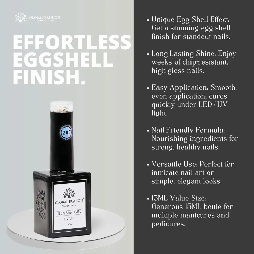 Global Fashion Egg Shell Gel Nail Polish ,15Ml , 207