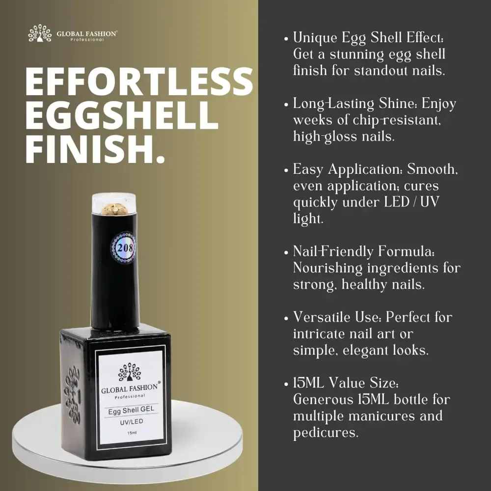 Global Fashion Egg Shell Gel Nail Polish ,15Ml , 208