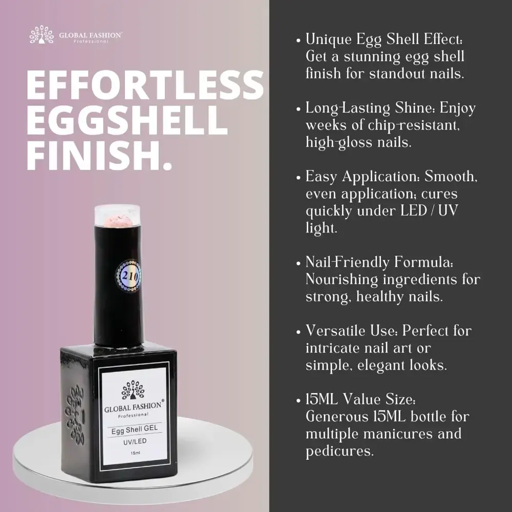 طلاء اظافر جل ايج شيل من جلوبال فاشون ، 15 مل، 210
