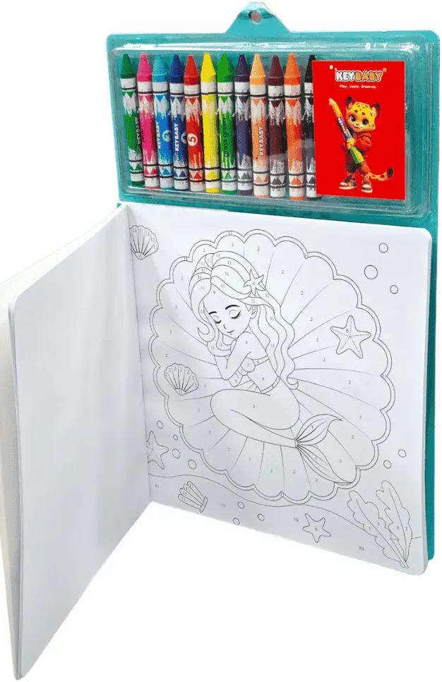 Key Baby Coloring Book for Kids, 12 Large Crayons, Mermaid Coloring Pages, 240051