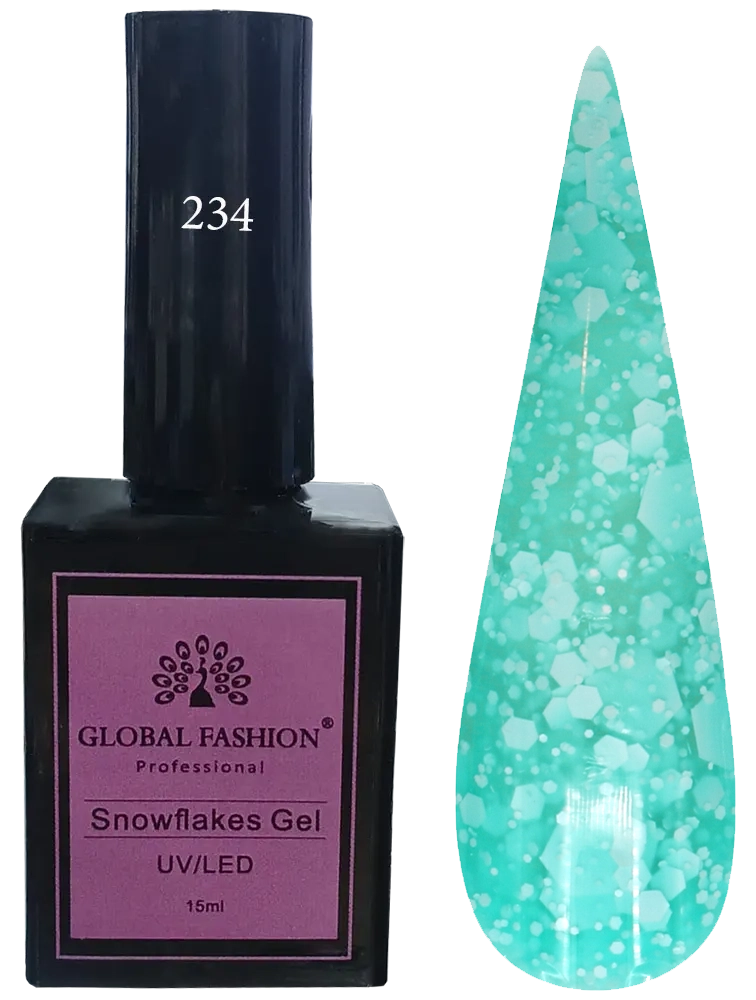 Global Fashion Snowflakes gel polish , 15ml, 234