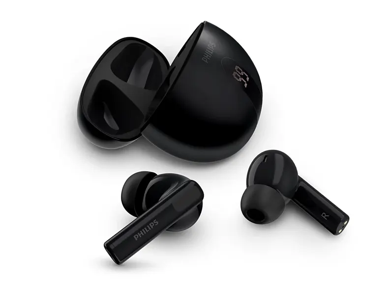 سماعات أذن لاسلكية من فيليبس سيريس 3000، بلوتوث 5.4، مقاومة للماء IPX4، مدة تشغيل تصل إلى 20 ساعة، تحكم باللمس، إلغاء ضوضاء نشط، أسود، TAT3559BK-97