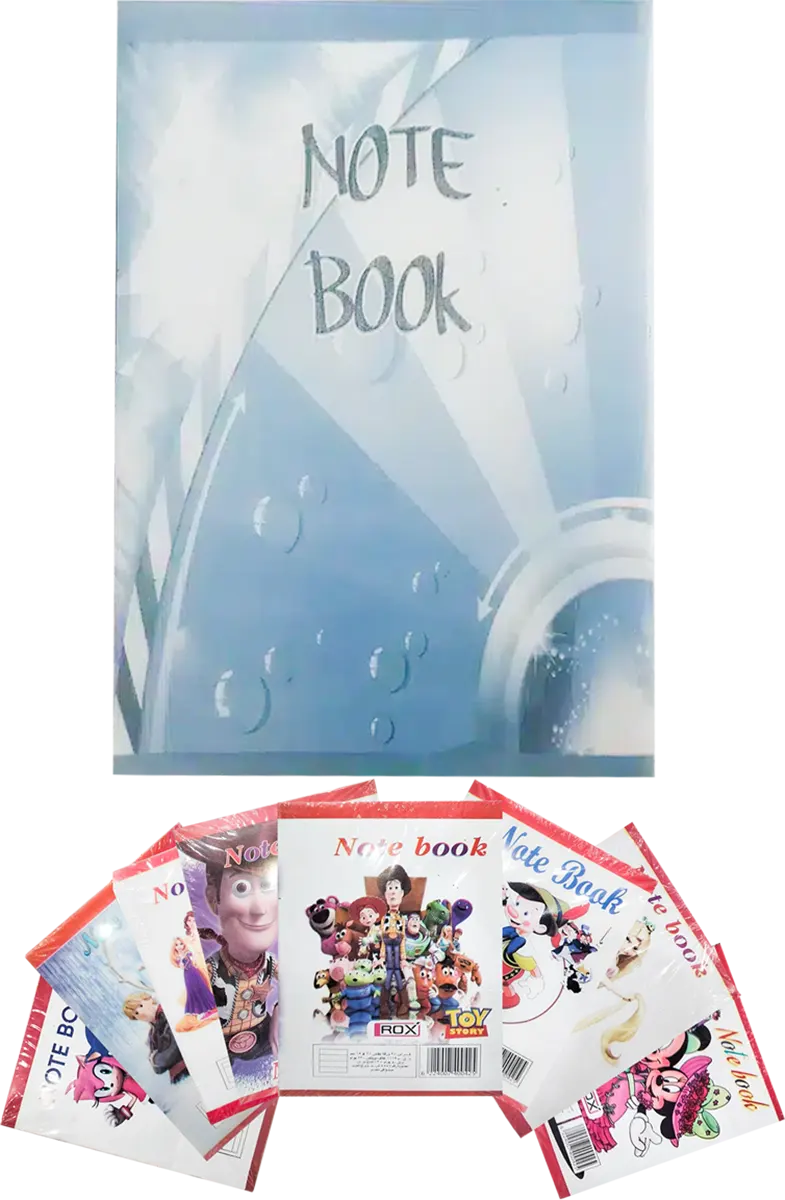 Rox Notebook 28 Sheets, Plain Ruled, Size 21*15 cm, Assorted Shapes