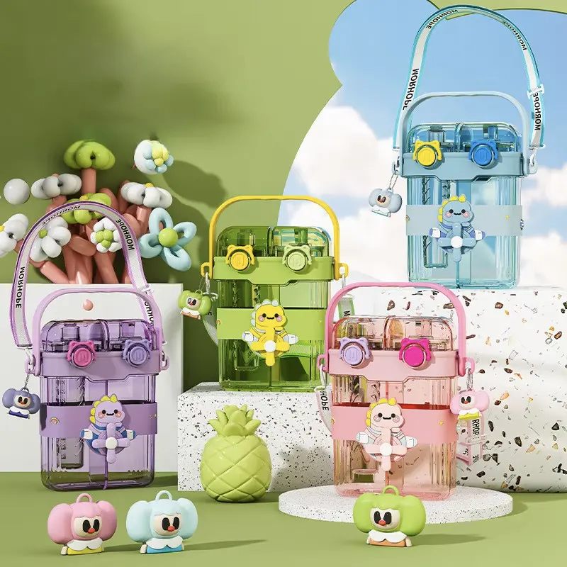 زمزمية ثنائية بشخصيات ديزني 600 ملي، الوان شفافة متعددة، موديل GH12438