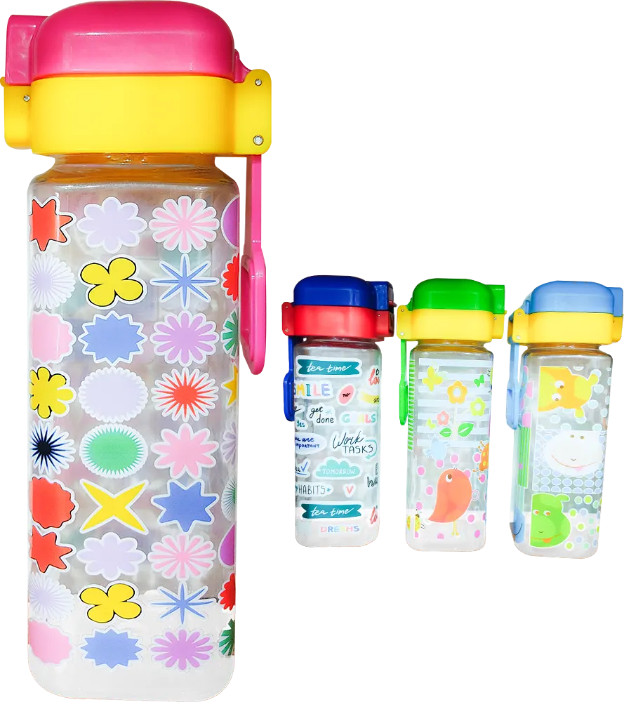 زمزمية كاميل بلاستيك 500 ملي، شفاطة مدمجة، قفل امان، ألوان متعددة، WB001