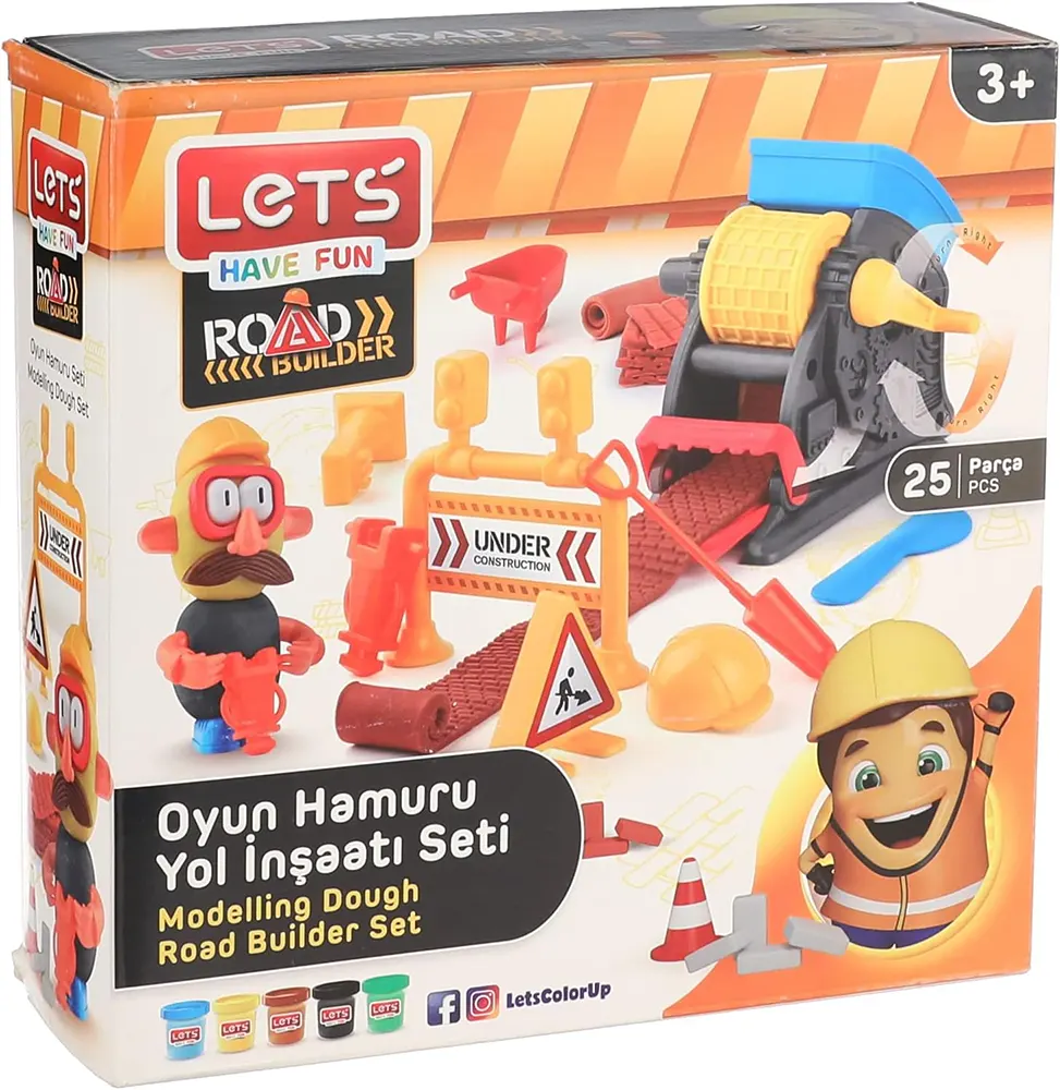 Let's Have Fun Road Building Set, 25 Pieces, 5 Clay Colors, Ages 3+, 8491