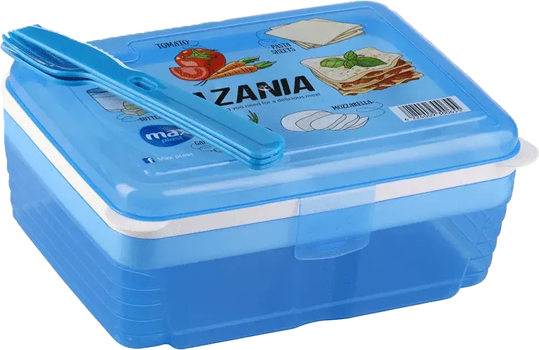 لانش بوكس بلاستيك ماكس بلاست ميجا ، 1.2 لتر، مع أدوات طعام، متعدد الالوان
