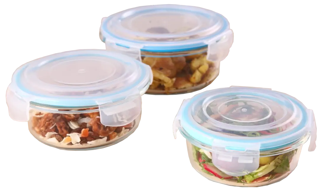 طقم علب مدور زجاج ضد الكسر، 4-93