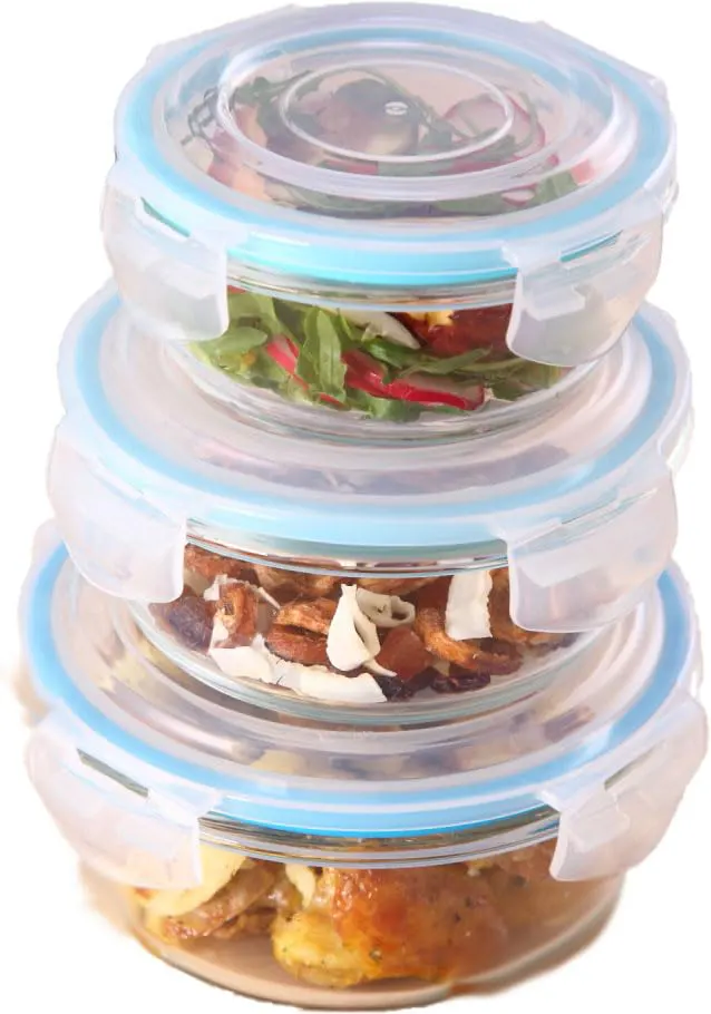 طقم علب مدور زجاج ضد الكسر، 4-93