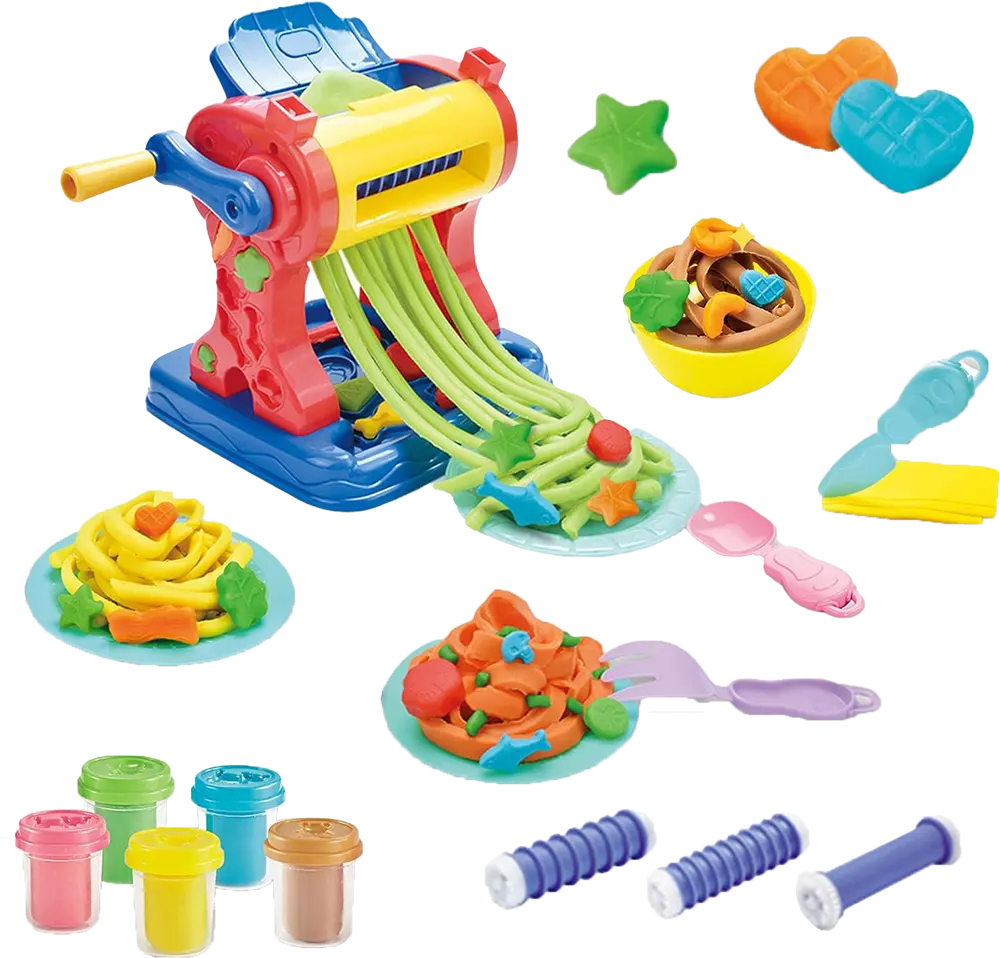 لعبة مجموعة صنع النودلز بالصلصال، ماكينة صنع المكرونة، 5 ألوان صلصال مختلفة، قوالب متنوعة الأشكال، 8855