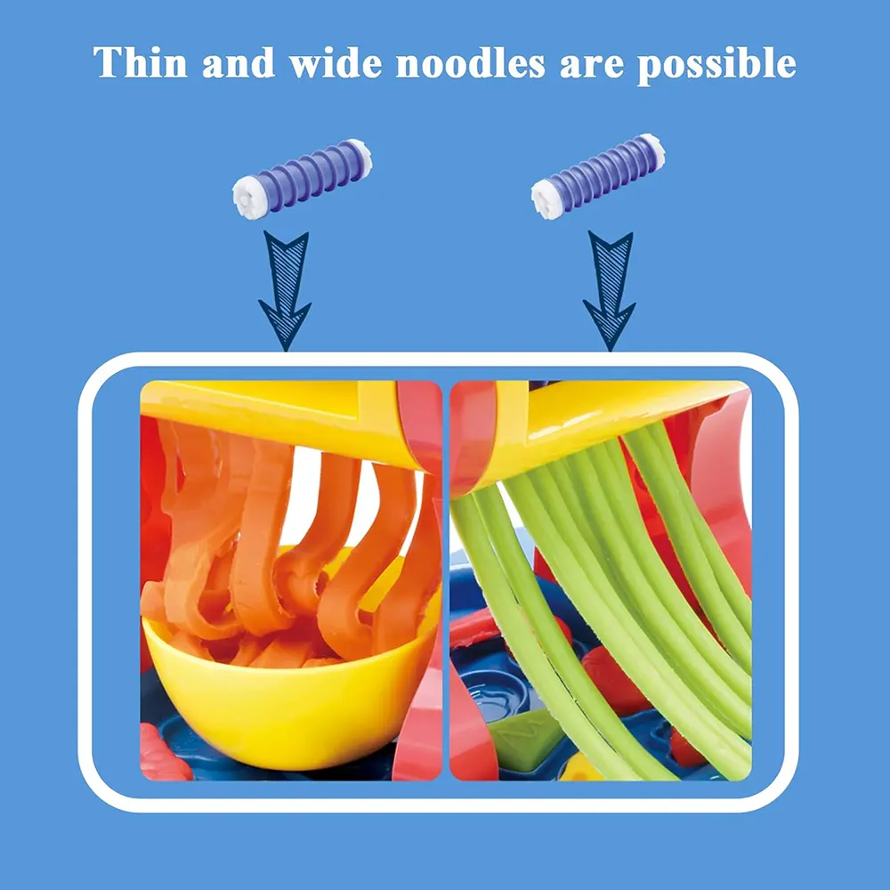 لعبة مجموعة صنع النودلز بالصلصال، ماكينة صنع المكرونة، 5 ألوان صلصال مختلفة، قوالب متنوعة الأشكال، 8855