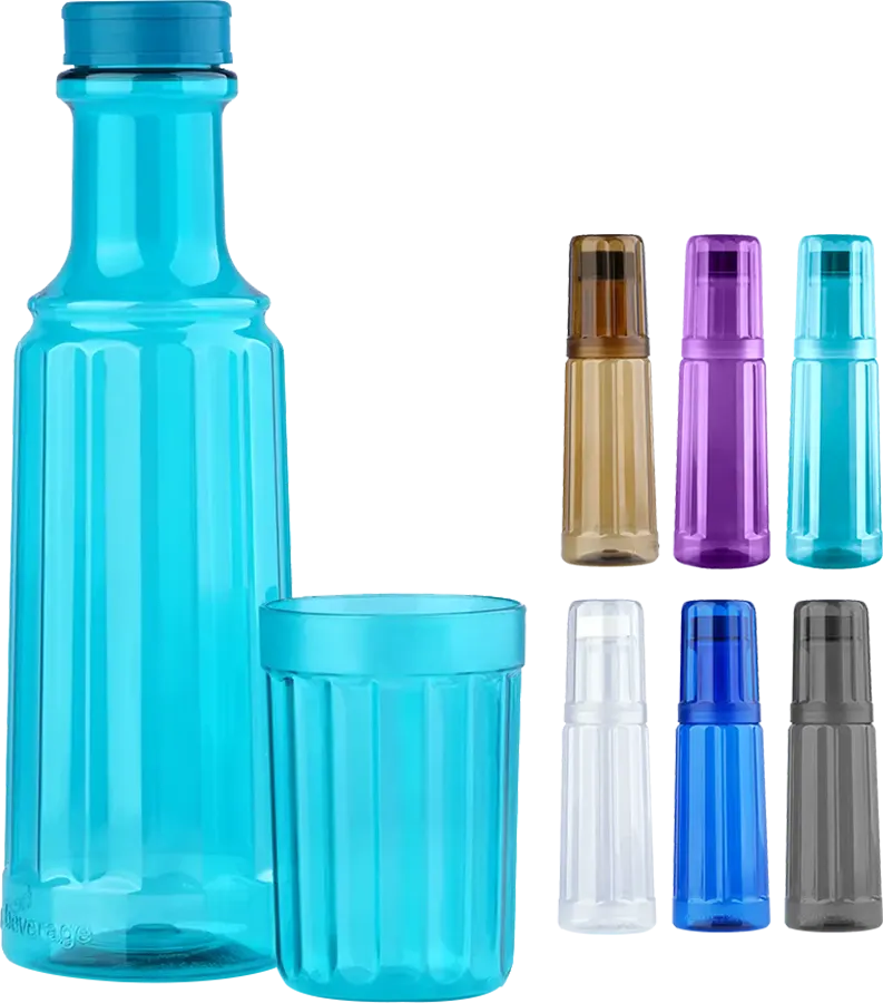 Max plast Crystal Sports Water Bottle 850ml with 250ml Cup, Multicolor, Model 2913