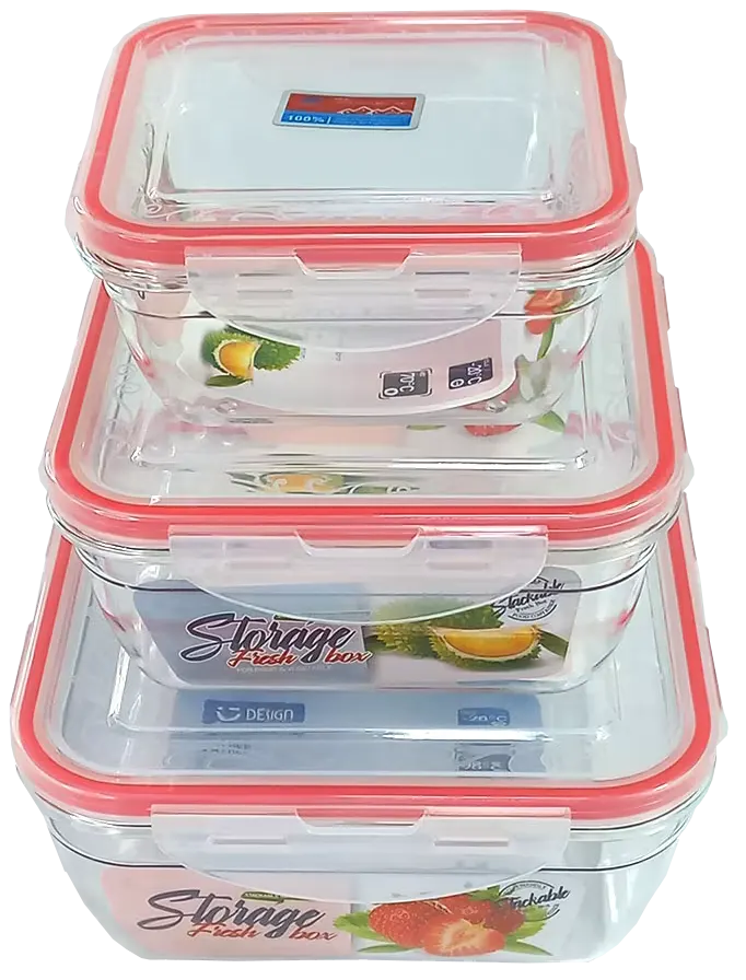 طقم علب مربع  زجاج ضد الكسر، 93-2