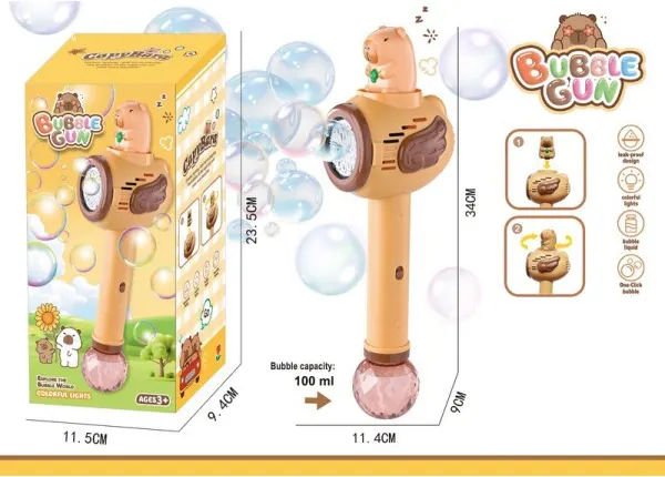 مسدس بابلز تصميم دب، خزان سعة 100 مل، اضاءة داخلية، بني