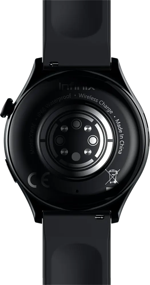 Infinix Smart Watch XWatch 3 we , 1.43" AMOLED Touch Screen , Bluetooth V5.3 , IP68 Water Resistance , 300 mAh Battery ,Silicone Black Strap, Gray Case