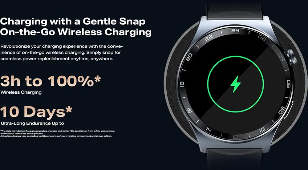 Infinix Smart Watch XWatch 3 we , 1.43" AMOLED Touch Screen , Bluetooth V5.3 , IP68 Water Resistance , 300 mAh Battery ,Silicone Black Strap, Gray Case