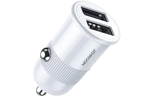 Joyroom Smart Mini Car Charger, Dual Port, 3.1A Fast Charging, LED Light, White, C-A06