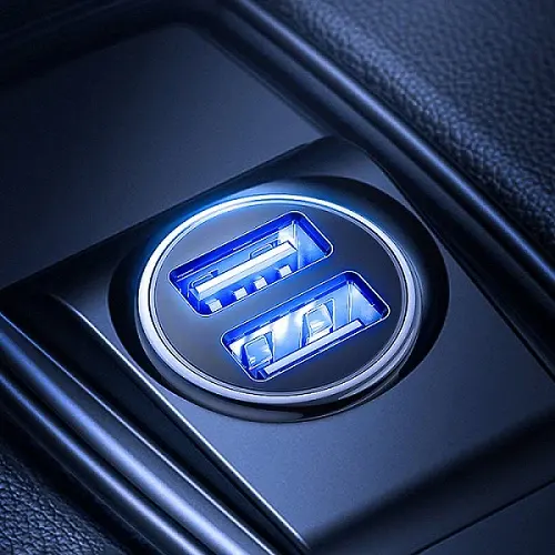 Joyroom Smart Mini Car Charger, Dual Port, 3.1A Fast Charging, LED Light, White, C-A06