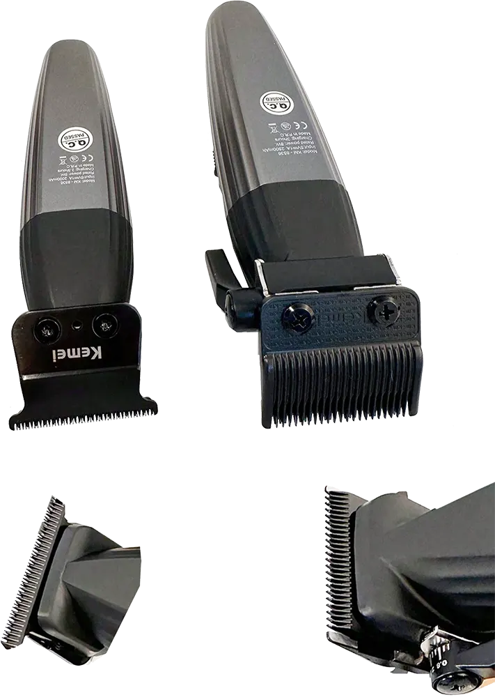 Kemei Dual-Use Rechargeable Hair and Beard Trimmer, Digital Display, Charging Base, Silver-Black, Model KM-8536