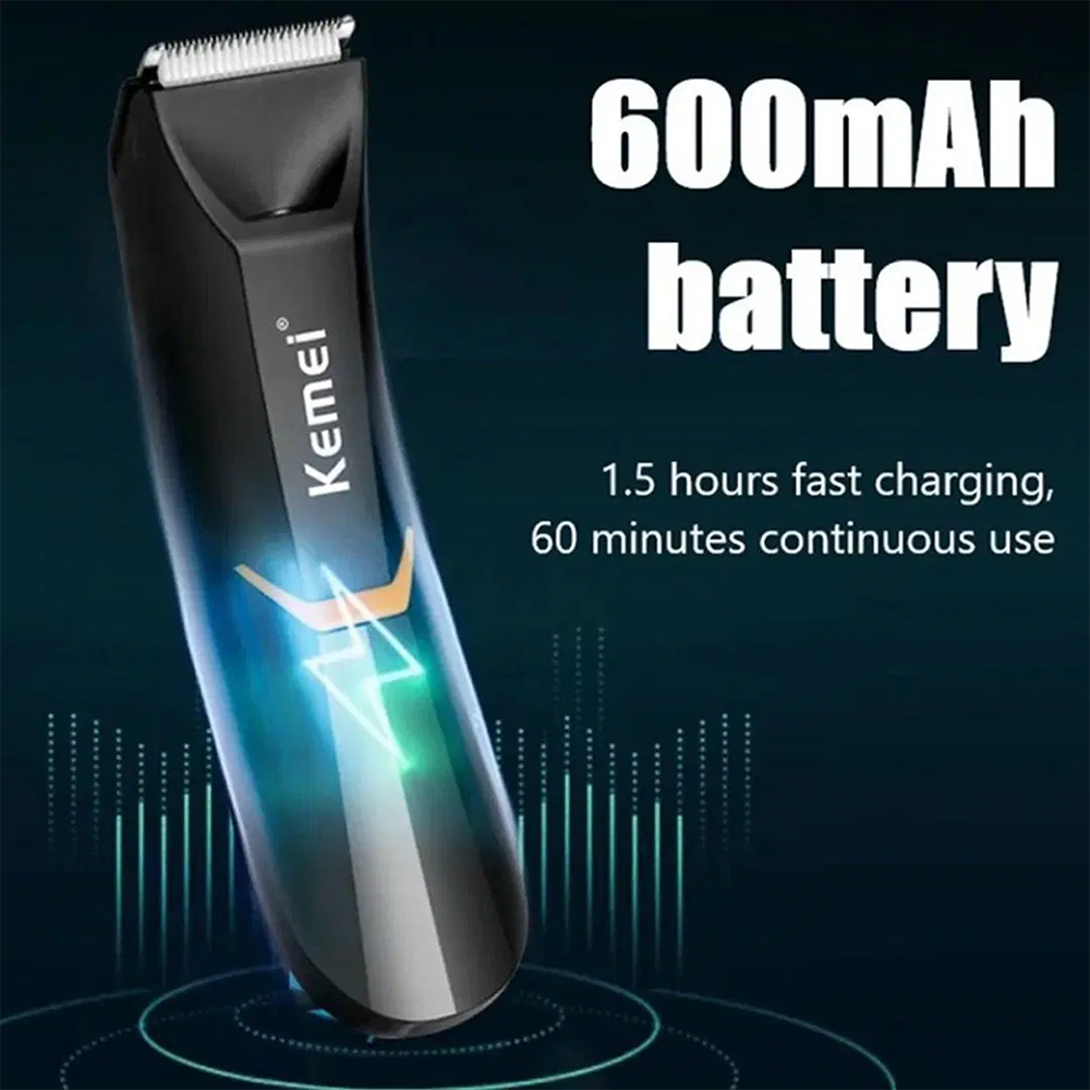 Kemei Men's Hair Clipper , Rechargeable , Waterproof , LED Light , Black , KM-3208