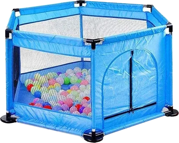 بيت اللعب للأطفال، سياج قابل للطي، أنابيب معدنية، أزرق