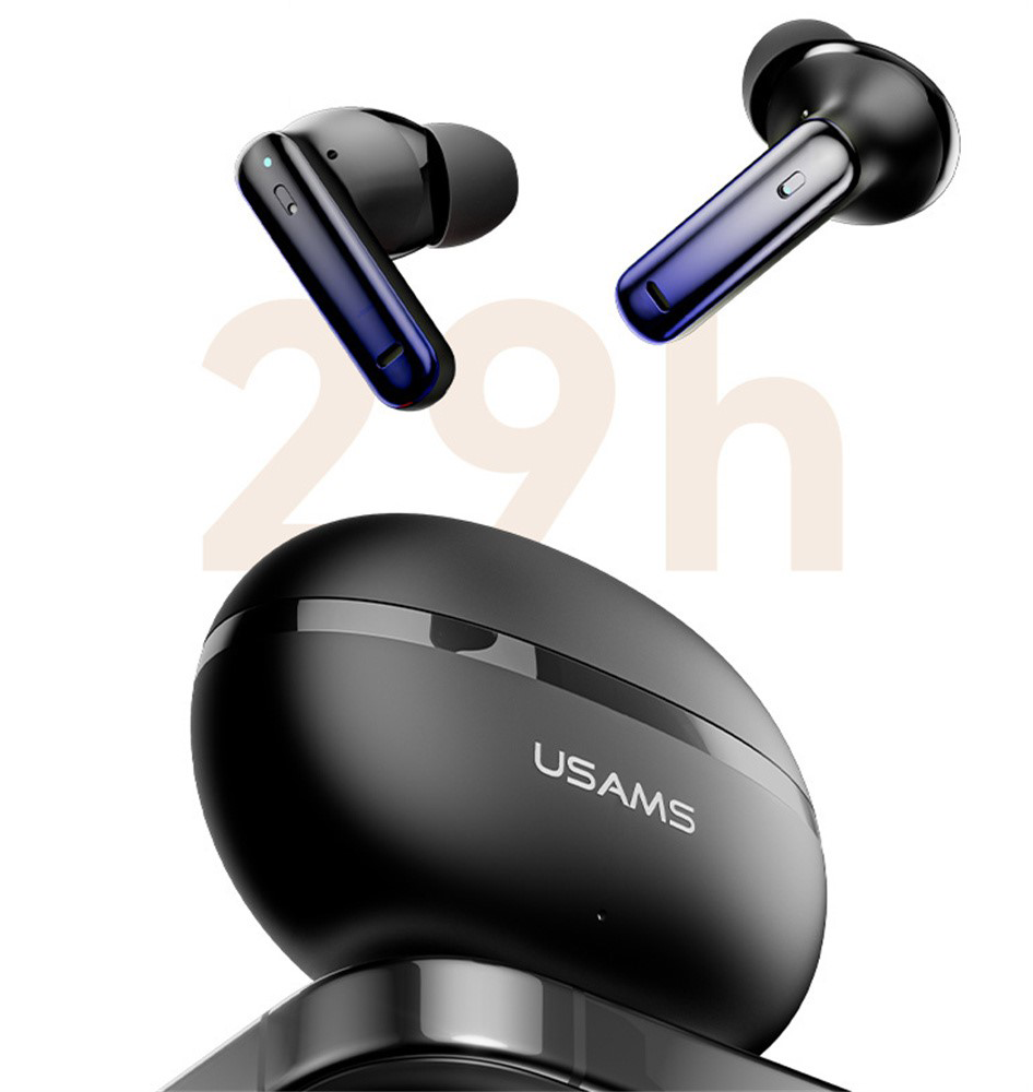 سماعة أذن لاسلكية USAMS ECHO E02 ، بلوتوث V5.3 ، خاصية تقليل الضوضاء النشط ، تقنية ENC-ANC، أسود ، BHAJE0201