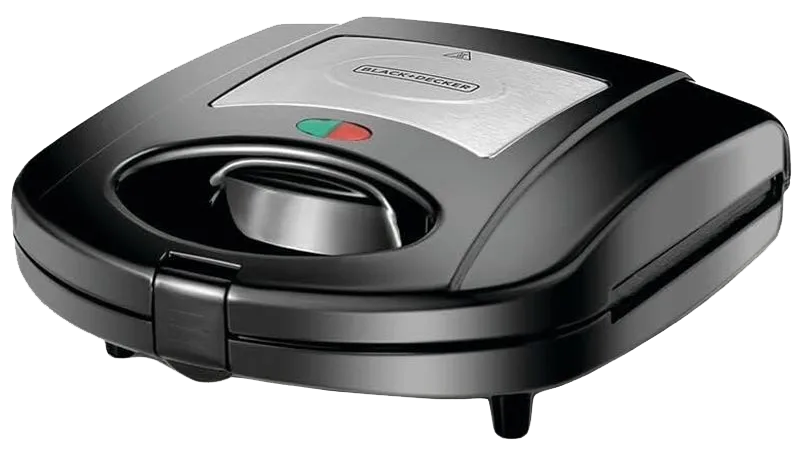 Black & Decker Sandwich Maker and Grill, 780 Watt, 2 Slices, Non-Stick Surface, Black, TS2120 (Ansia Warranty) (Agent Warranty)