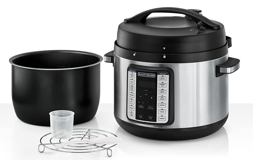 حلة ضغط  كهربائية بلاك اند ديكر ، 10 لتر ، 1350 وات ، شاشة ديجيتال ، أسود × فضى ، PCP1010 ، (ضمان انسيا) (ضمان الوكيل)
