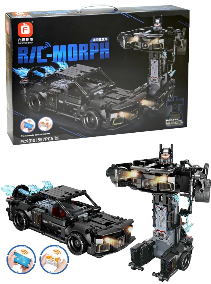 لعبة تركيب روبوت سيارة ترانسفورمرز، تعمل بريموت كنترول، 557 قطعة، أسود، 9010