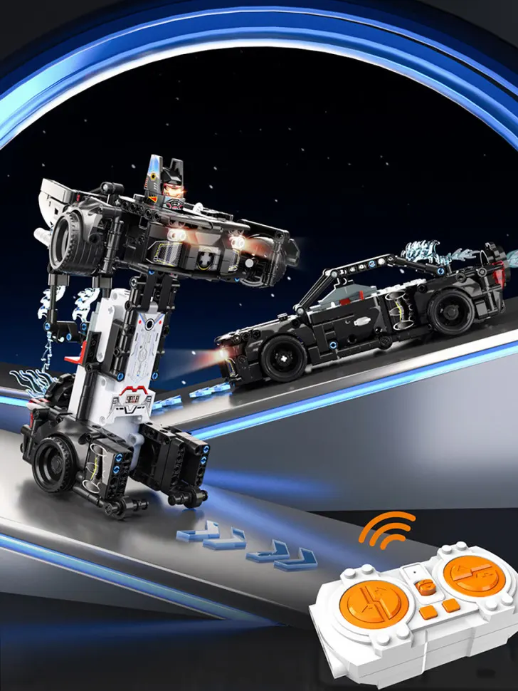 لعبة تركيب روبوت سيارة ترانسفورمرز، تعمل بريموت كنترول، 557 قطعة، أسود، 9010