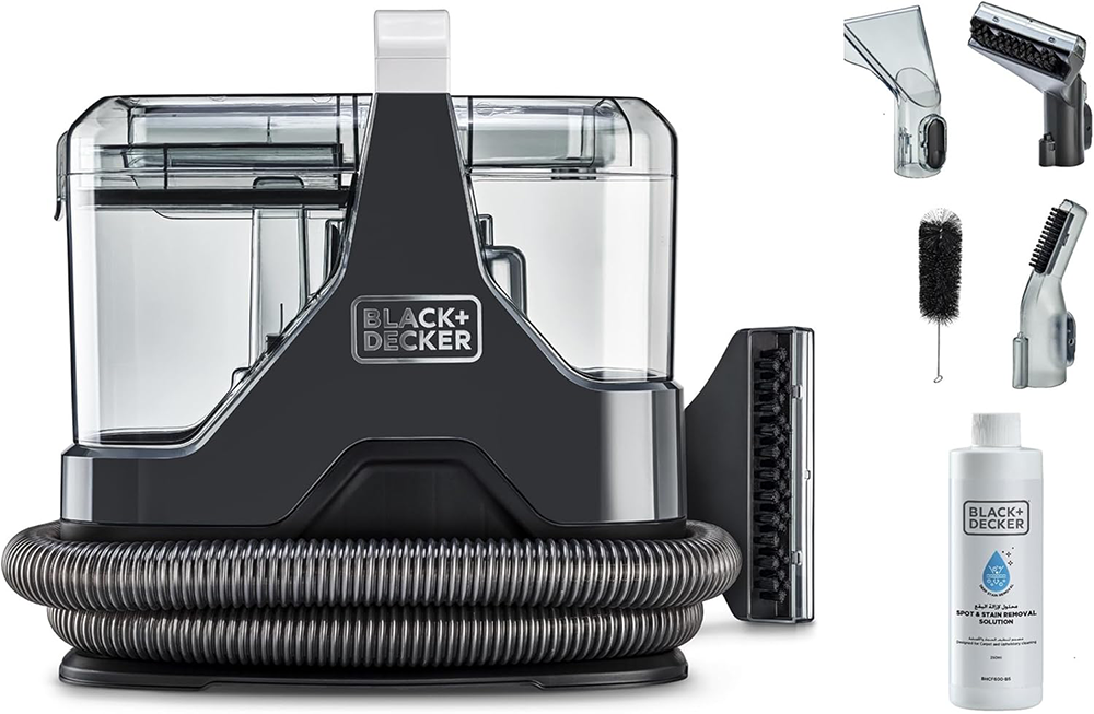 منظف بقع بلاك اند ديكر ، 600 وات ، لأزالة الأوساخ من السجاد والاريكة  والمفروشات ، نظام خزان مزدوج ، 5 ملحقات ، أسود ، BHSC600C ، (بضمان انسيا ) ( ضمان الوكيل )