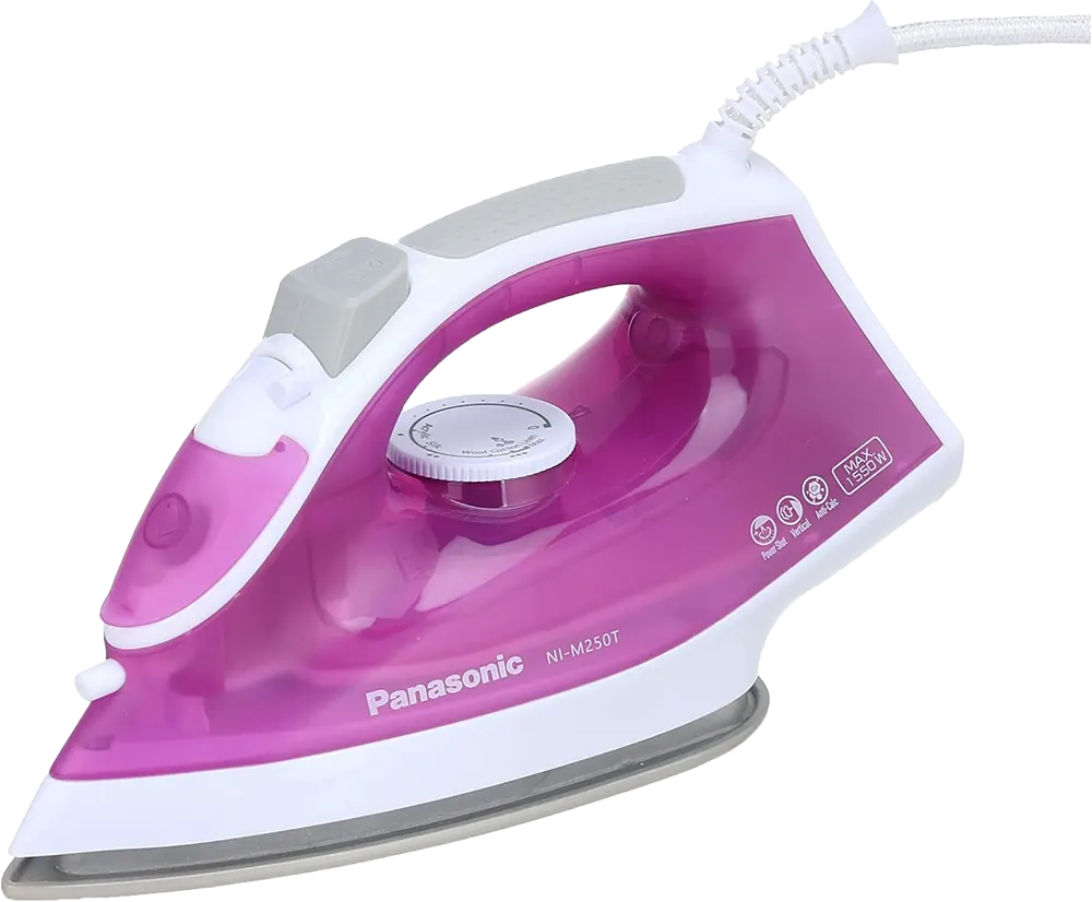 Panasonic Steam Iron, 1550 Watts, 210 ml Tank, Titanium Base, Lightweight, Purple, NI-M250TPTD (Baghdad Warranty)