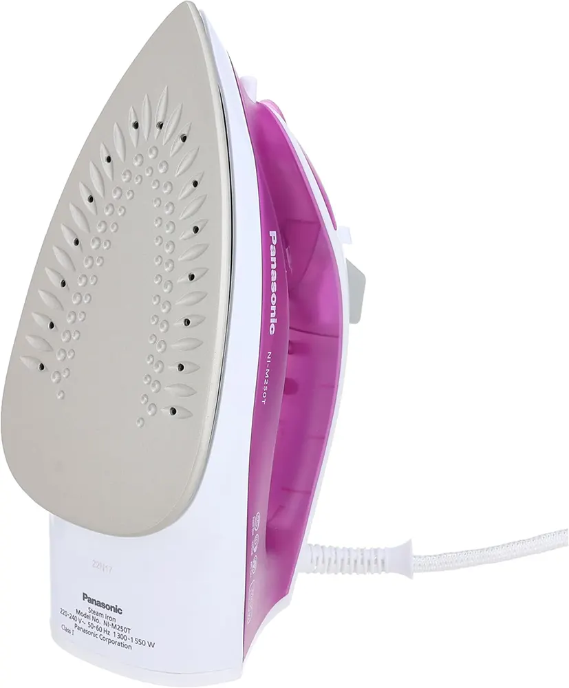 Panasonic Steam Iron, 1550 Watts, 210 ml Tank, Titanium Base, Lightweight, Purple, NI-M250TPTD (Baghdad Warranty)