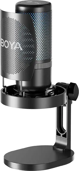 BOYA Desktop Microphone, -39dB Microphone Sensitivity, Type-C Port, RGB Lighting, Noise Cancelling, Black, K3
