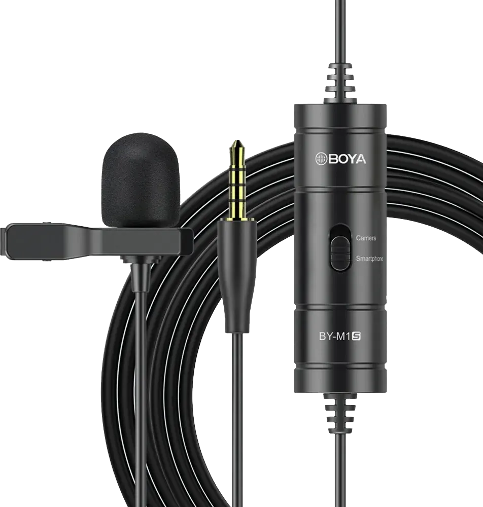 BOYA Universal Lavalier Wired Microphone, 3.5mm Connector, Omnidirectional, 6m Cable Length, Low Noise Reduction, Black, BY-M1S