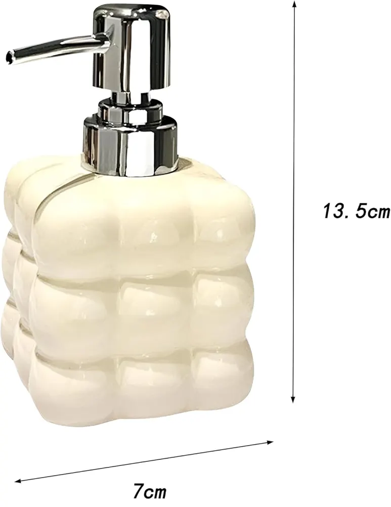 Porcelain Soap Dispenser With Pump For Bathroom, Bubbles Shape, 27-1