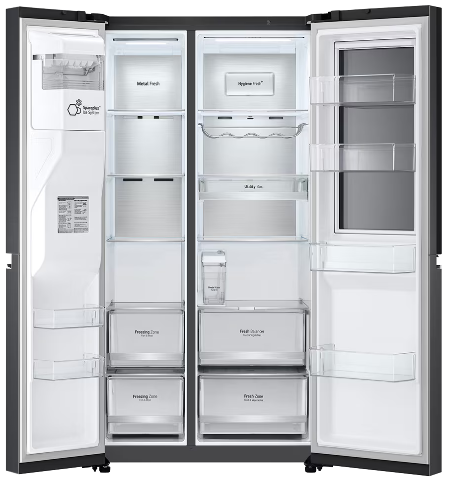 LG InstaView No Frost Refrigerator, 623 Liters, 3 Doors, Dispenser, Inverter Technology, Ice Maker, Black, GC-X257CQEW