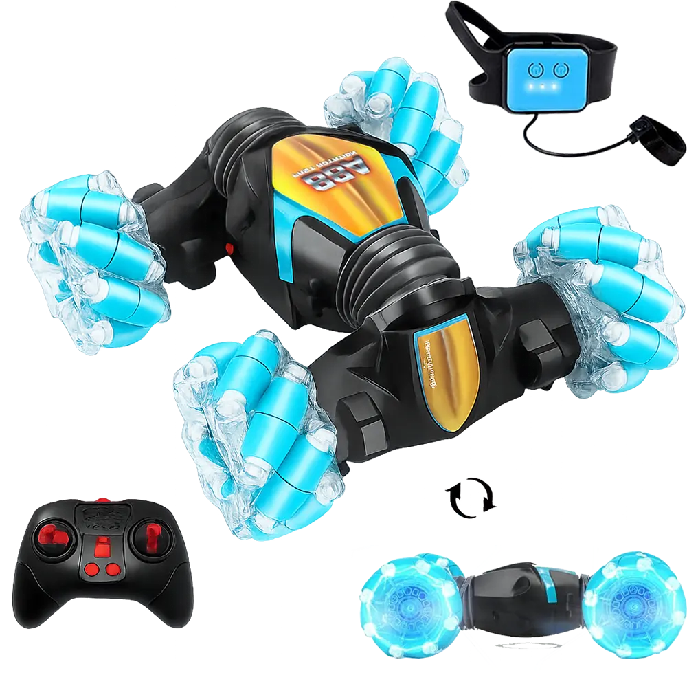 4WD Stunt Remote Control Car, Gesture Control Watch, 2.4GHz Remote Control, 50m Control Range, Built-in Light, CV8818-88C