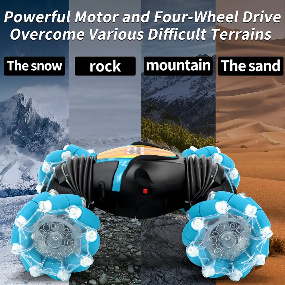 4WD Stunt Remote Control Car, Gesture Control Watch, 2.4GHz Remote Control, 50m Control Range, Built-in Light, CV8818-88C