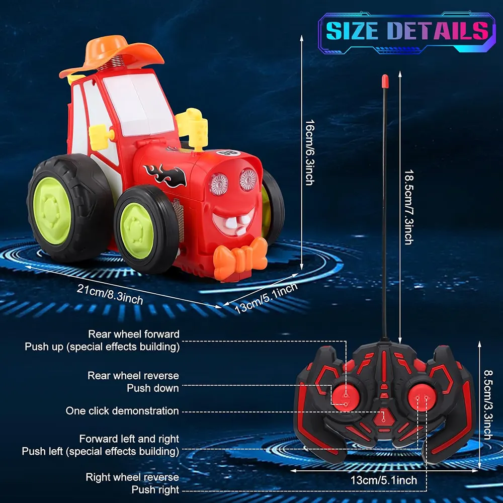 لعبة سيارة قفز مجنونة بريموت تحكم، صوت وضوء مدمجين، دوران 360 درجة، ألوان متعددة، SH2026
