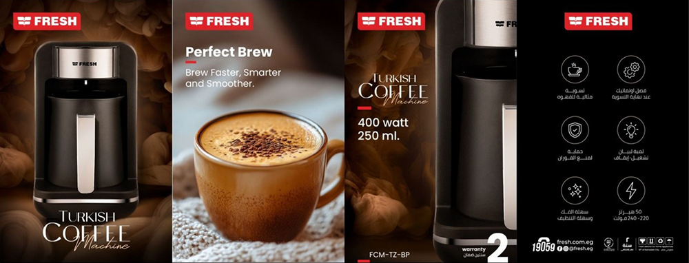 Fresh Turkish Coffee Maker, 400 Watt, 250 ml Capacity, Black, FCM-TZ-BP