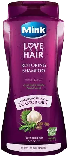 شامبو بخلاصة الثوم وزيت الروزماري والخروع  من مينك ، 400 مل