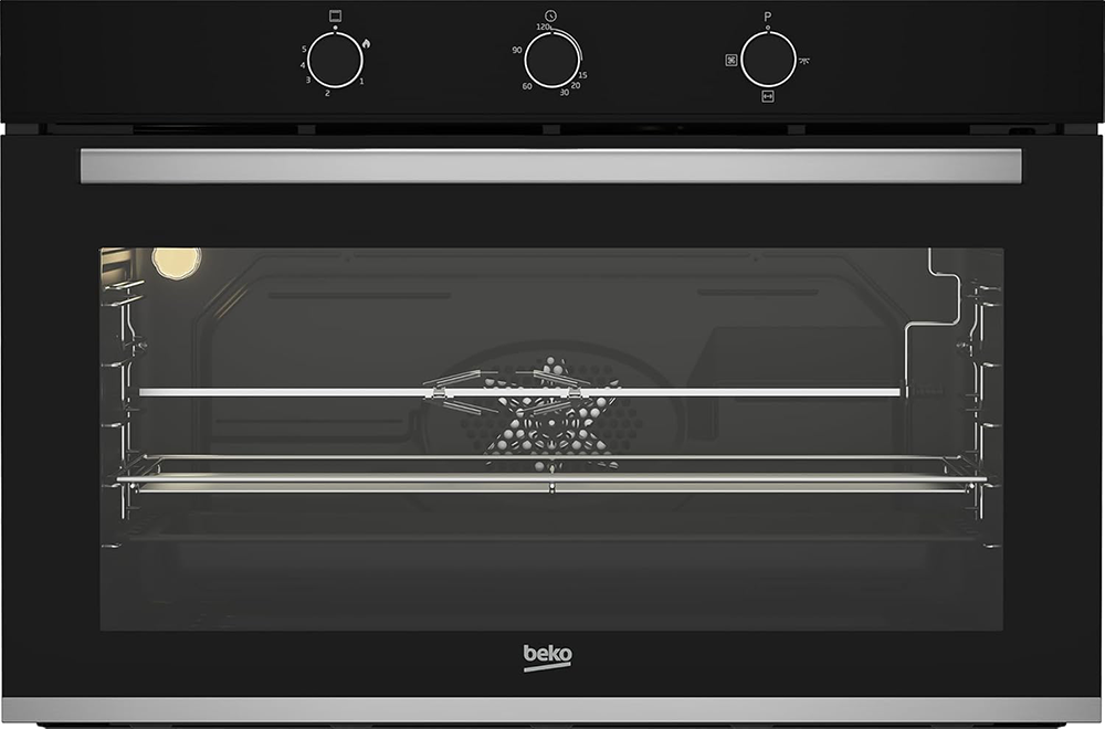 Beko Built-in Oven, 90 cm, 96 L, Gas, Full Safety, 2 Fans, Grill, Black, BBWHT12106BS