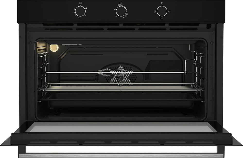 Beko Built-in Oven, 90 cm, 96 L, Gas, Full Safety, 2 Fans, Grill, Black, BBWHT12106BS