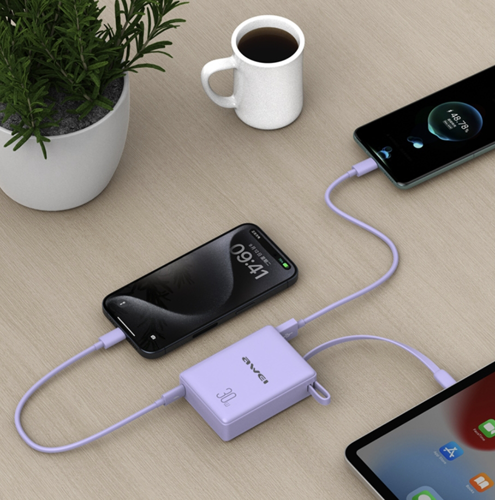 باور بانك اواي ، سعة 10000 مللي أمبير ، 30 وات ، شحن سريع ،  بنفسجي ، P87K