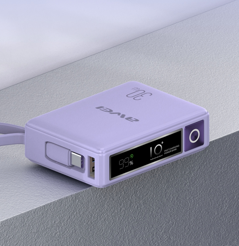 باور بانك اواي ، سعة 10000 مللي أمبير ، 30 وات ، شحن سريع ،  بنفسجي ، P87K