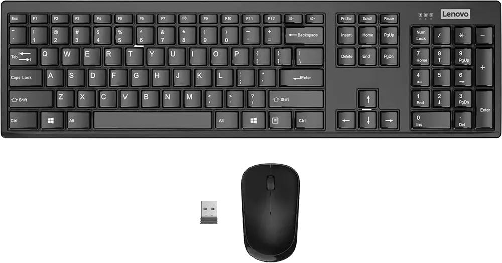 Lenovo 100 Wireless Keyboard and Mouse Combo, Black