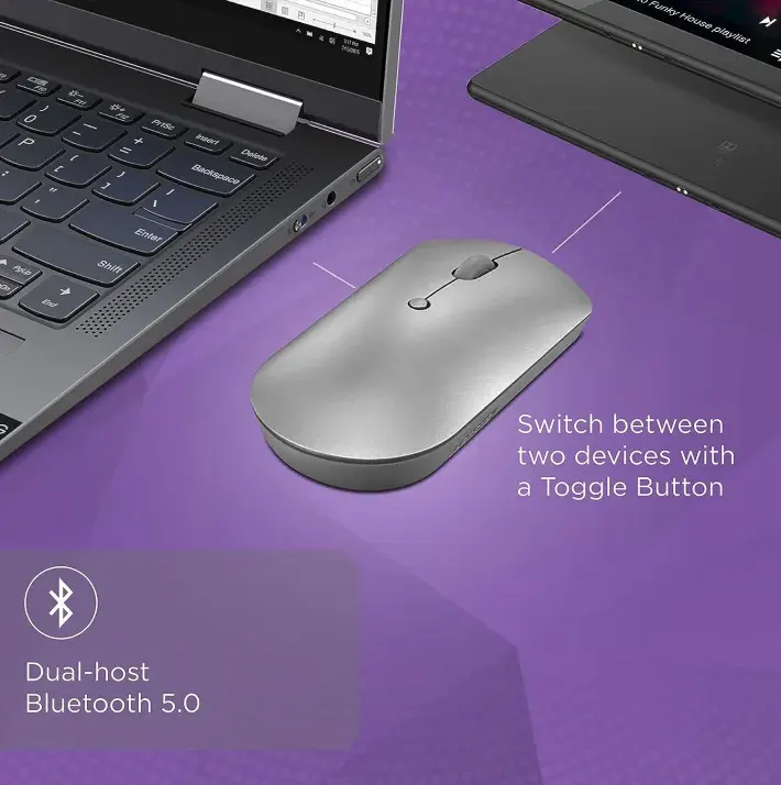 Lenovo Wireless Mouse 600, Bluetooth, Silent Buttons, Gray