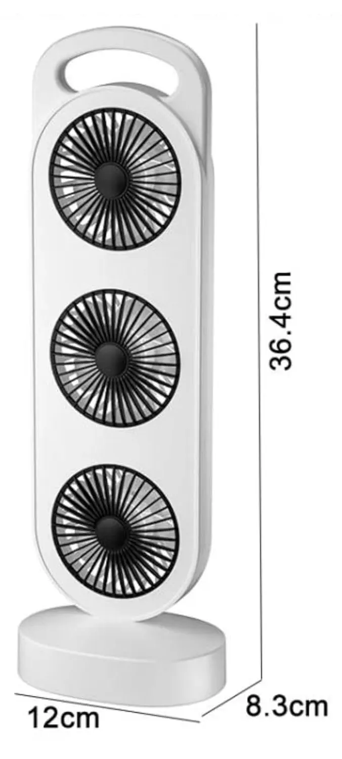 Portable Tower Fan With Three Pedestal Fans, White, 205-21