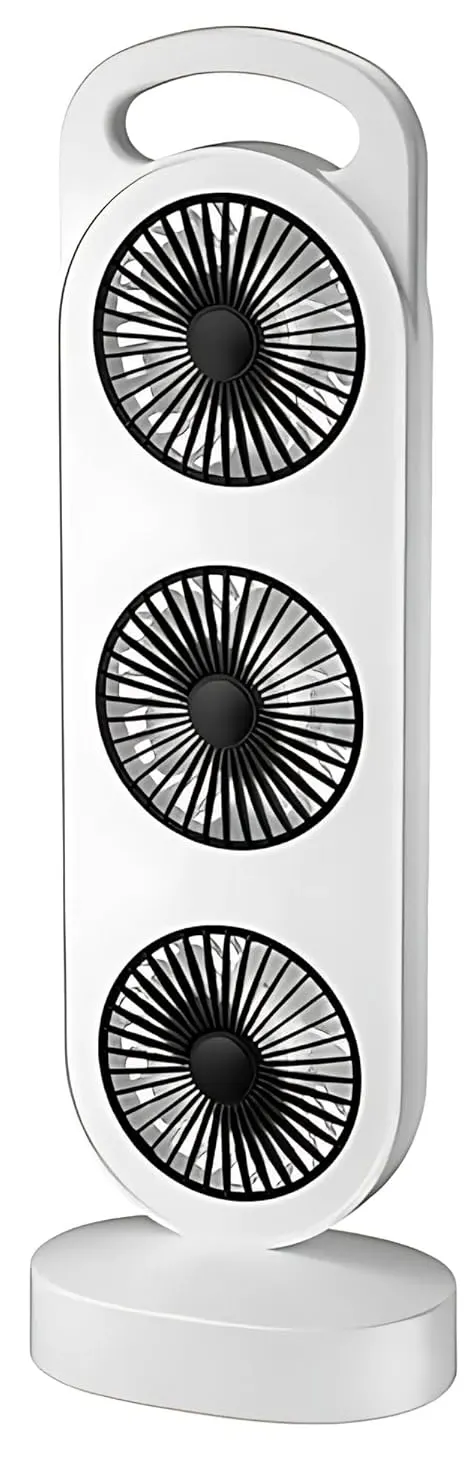 Portable Tower Fan With Three Pedestal Fans, White, 205-21
